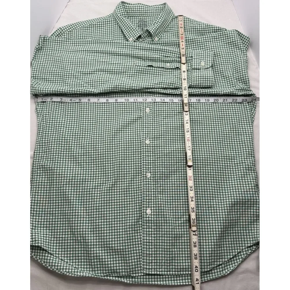 J Crew‎ Qtr Zip Charcoal Grey Sweater & Green White Check Oxford Shirt XL Slim